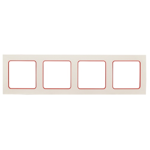 Стокгольм Рамка 4-местная белая с линией цвета красный PROxima | код  EAM-G-305-10 | EKF